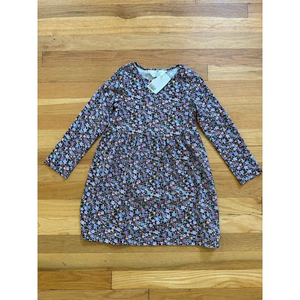 H&M Baby Girl Floral Long Sleeve Dress 4-6 cotton Casual​